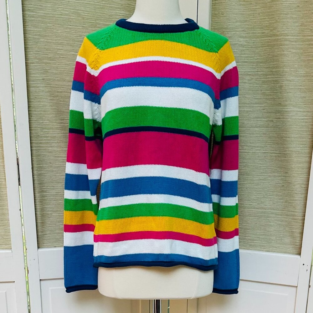 NWT Kite Organic Cotton Rainbow Stripe Sweater Medium Colorblock Knit